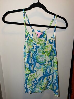 Lilly Pulitzer Blue & Green Swirl Print One-Piece Tank